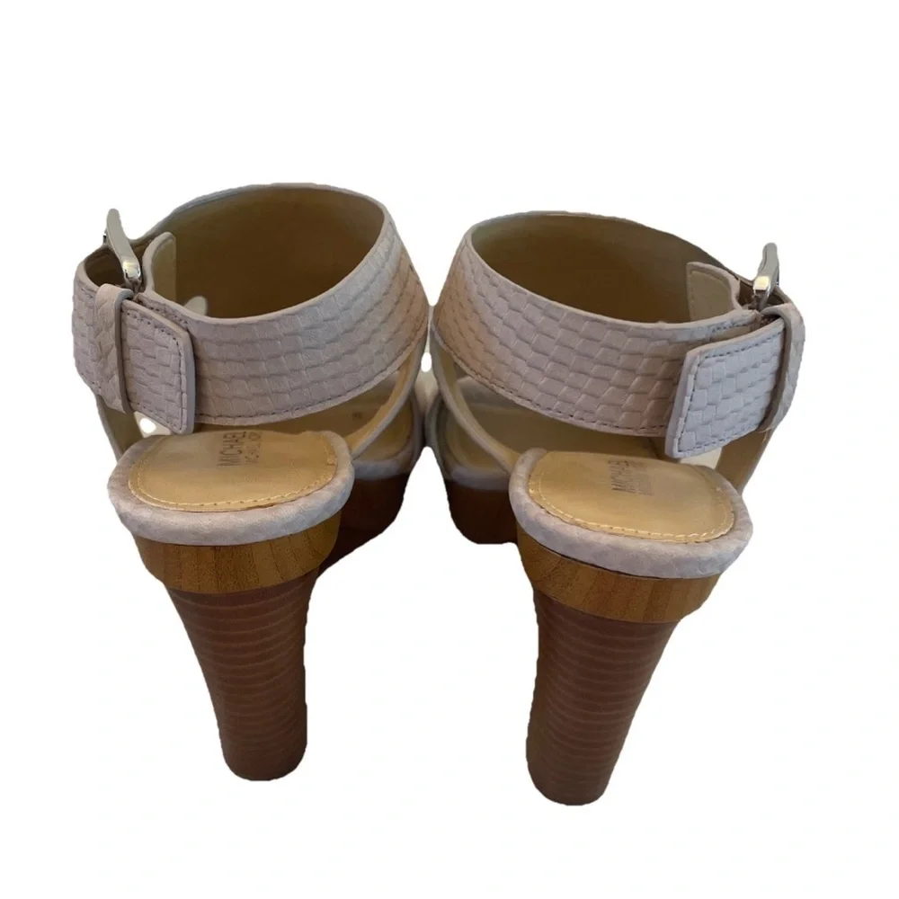 Michael Kors Josephine Snakeskin Embossed Wedge Open Toe Heels Sandals Size 6 - Picture 7 of 11